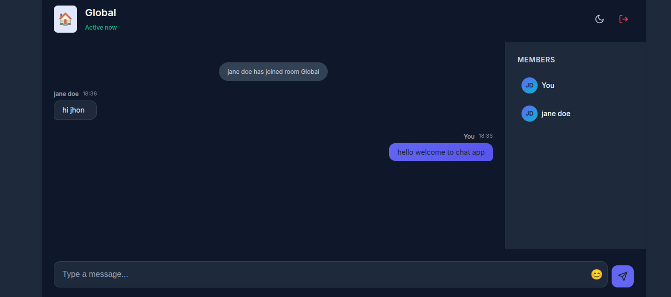 Real-time chat application interface, a project by a mobile developer from HEI Madagascar.